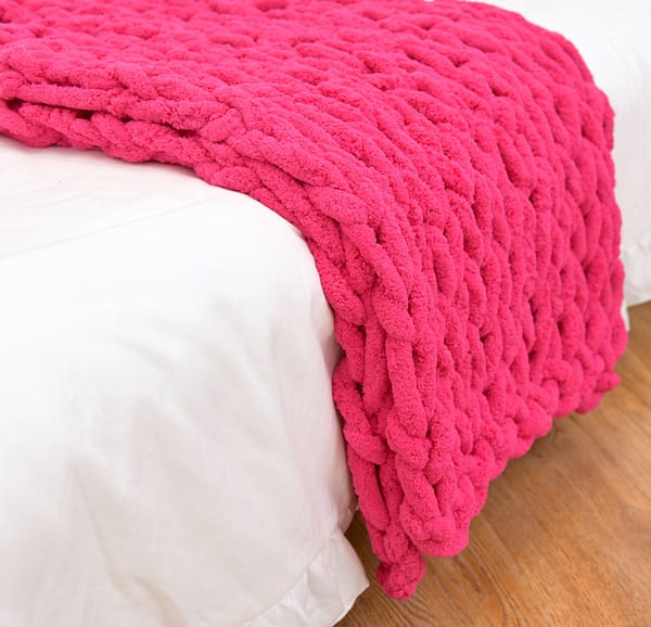 pink knitted blanket
